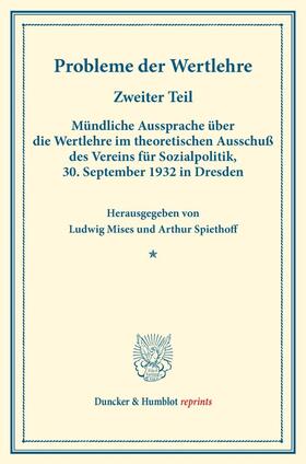 Mises / Spiethoff |  Probleme der Wertlehre. | Buch |  Sack Fachmedien