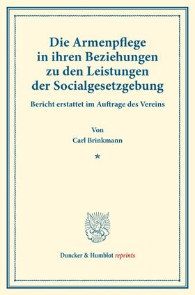 Brinkmann |  Die Armenpflege in ihren Beziehungen zu den Leistungen der Socialgesetzgebung. | Buch |  Sack Fachmedien