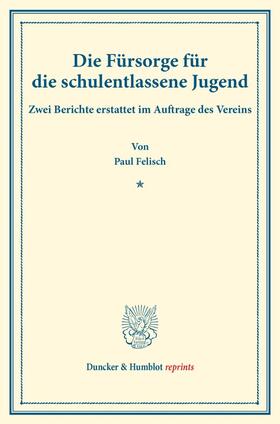 Felisch |  Die Fürsorge für die schulentlassene Jugend. | Buch |  Sack Fachmedien
