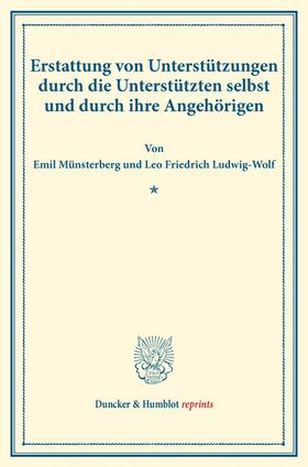 Münsterberg / Ludwig-Wolf |  Erstattung von Unterstützungen durch die Unterstützten selbst und durch ihre Angehörigen. | Buch |  Sack Fachmedien