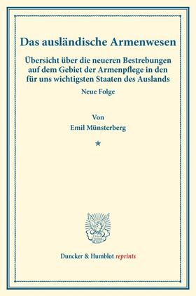 Münsterberg |  Das ausländische Armenwesen. | Buch |  Sack Fachmedien