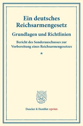  Ein deutsches Reichsarmengesetz. | Buch |  Sack Fachmedien