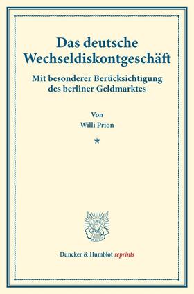 Prion |  Das deutsche Wechseldiskontgeschäft. | Buch |  Sack Fachmedien