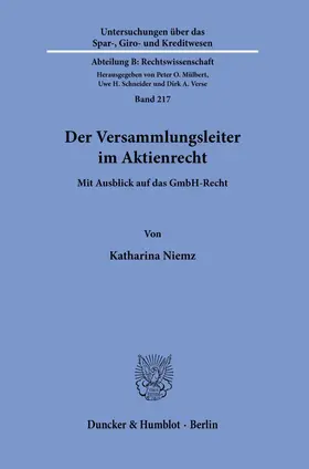 Niemz |  Der Versammlungsleiter im Aktienrecht. | Buch |  Sack Fachmedien