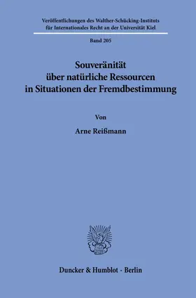 Reißmann |  Souveränität über natürliche Ressourcen in Situationen der Fremdbestimmung | Buch |  Sack Fachmedien