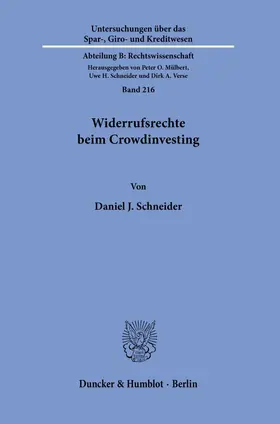 Schneider |  Widerrufsrechte beim Crowdinvesting. | Buch |  Sack Fachmedien