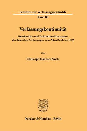 Smets |  Verfassungskontinuität | Buch |  Sack Fachmedien