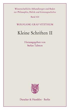 Vitzthum / Talmon |  Kleine Schriften II. | Buch |  Sack Fachmedien