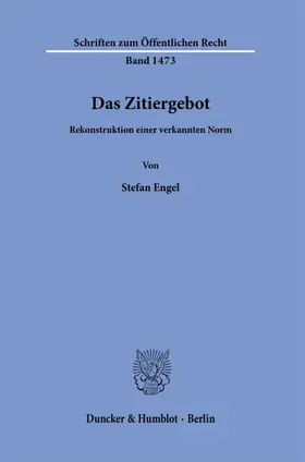 Engel |  Das Zitiergebot. | Buch |  Sack Fachmedien