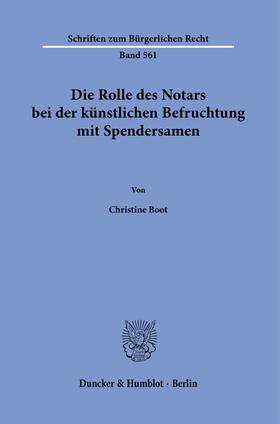 Boot |  Die Rolle des Notars bei der künstlichen Befruchtung mit Spendersamen. | Buch |  Sack Fachmedien