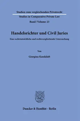 Kandalaft |  Handelsrichter und Civil Juries | Buch |  Sack Fachmedien