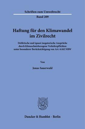 Sauerwald |  Haftung für den Klimawandel im Zivilrecht | Buch |  Sack Fachmedien