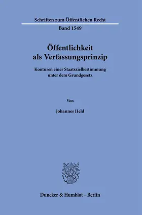 Held |  Öffentlichkeit als Verfassungsprinzip | Buch |  Sack Fachmedien