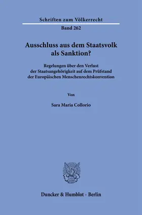 Collorio | Ausschluss aus dem Staatsvolk als Sanktion? | Buch | 978-3-428-19307-3 | sack.de