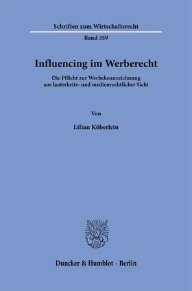 Köberlein |  Influencing im Werberecht | Buch |  Sack Fachmedien