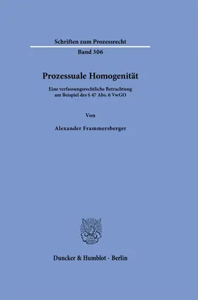 Frammersberger | Prozessuale Homogenität | Buch | 978-3-428-19315-8 | sack.de