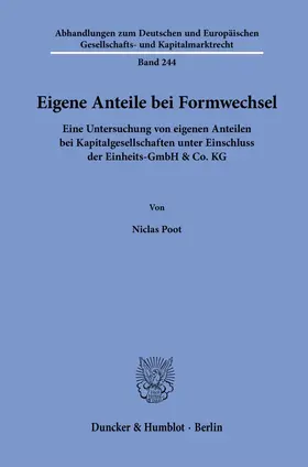 Poot |  Eigene Anteile bei Formwechsel | Buch |  Sack Fachmedien