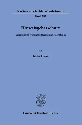 Rieger |  Hinweisgeberschutz | Buch |  Sack Fachmedien