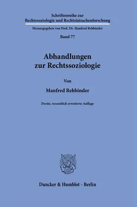 Rehbinder |  Abhandlungen zur Rechtssoziologie | Buch |  Sack Fachmedien