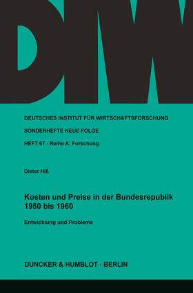 Hiß |  Kosten und Preise in der Bundesrepublik 1950 bis 1960 | eBook | Sack Fachmedien
