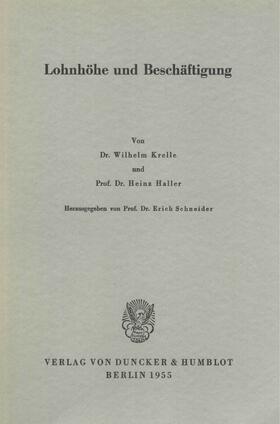 Haller / Krelle | Lohnhöhe und Beschäftigung. | E-Book | sack.de