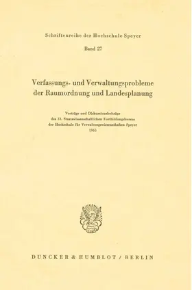  Verfassungs- und Verwaltungsprobleme der Raumordnung und Landesplanung. | eBook | Sack Fachmedien