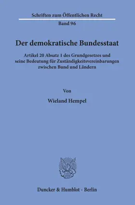 Hempel |  Der demokratische Bundesstaat. | eBook | Sack Fachmedien