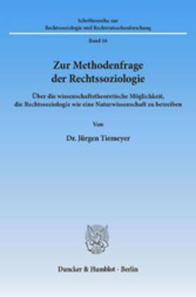 Tiemeyer |  Zur Methodenfrage der Rechtssoziologie. | eBook | Sack Fachmedien