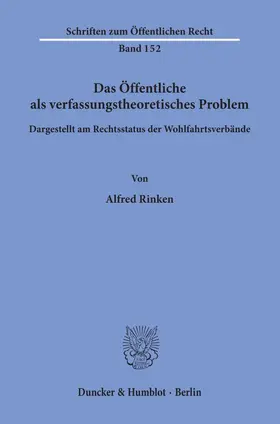 Rinken |  Das Öffentliche als verfassungstheoretisches Problem, dargestellt am Rechtsstatus der Wohlfahrtsverbände. | eBook | Sack Fachmedien