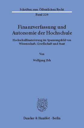 Zeh |  Finanzverfassung und Autonomie der Hochschule | eBook | Sack Fachmedien