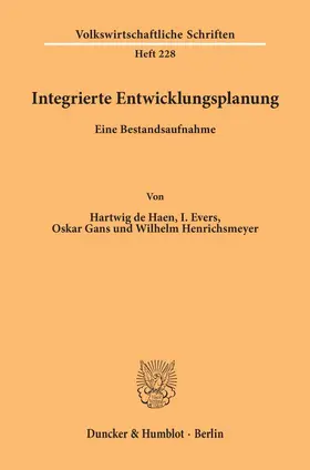 Haen / Henrichsmeyer / Evers |  Integrierte Entwicklungsplanung. | eBook | Sack Fachmedien