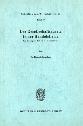 Sternberg |  Der Gesellschaftszusatz in der Handelsfirma. | eBook | Sack Fachmedien