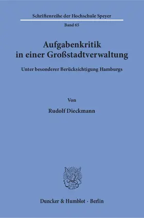 Dieckmann |  Aufgabenkritik in einer Großstadtverwaltung | eBook | Sack Fachmedien