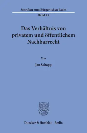 Schapp |  Das Verhältnis von privatem und öffentlichem Nachbarrecht. | eBook | Sack Fachmedien