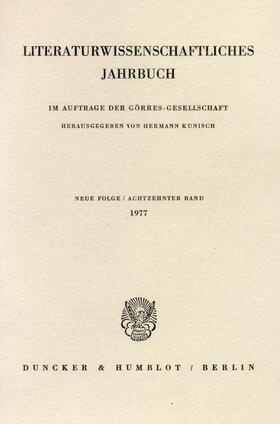 Kunisch |  Literaturwissenschaftliches Jahrbuch. | eBook | Sack Fachmedien