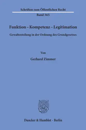 Zimmer |  Funktion - Kompetenz - Legitimation. | eBook | Sack Fachmedien