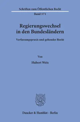 Weis | Regierungswechsel in den Bundesländern. | E-Book | sack.de