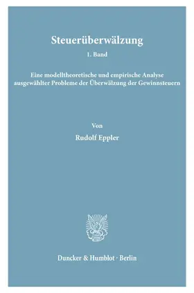 Eppler |  Steuerüberwälzung. | eBook | Sack Fachmedien