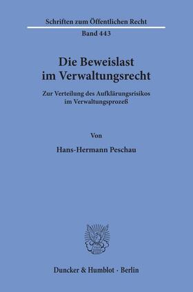 Peschau |  Die Beweislast im Verwaltungsrecht. | eBook | Sack Fachmedien