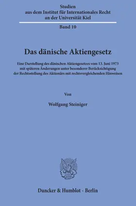 Steiniger |  Das dänische Aktiengesetz. | eBook | Sack Fachmedien