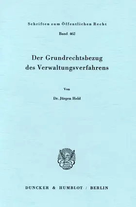 Held |  Der Grundrechtsbezug des Verwaltungsverfahrens. | eBook | Sack Fachmedien