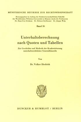 Diedrich |  Unterhaltsberechnung nach Quoten und Tabellen. | eBook | Sack Fachmedien