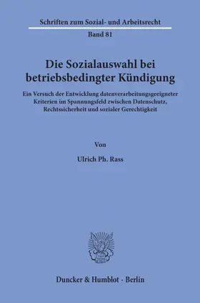 Rass |  Die Sozialauswahl bei betriebsbedingter Kündigung. | eBook | Sack Fachmedien