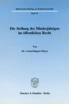 Meyer | Die Stellung des Minderjährigen im öffentlichen Recht. | E-Book | sack.de