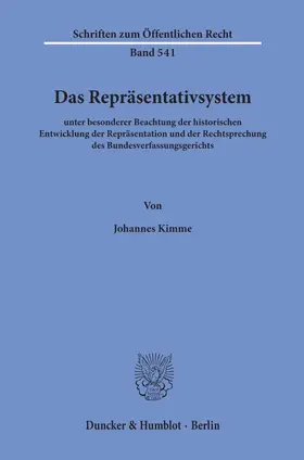 Kimme |  Das Repräsentativsystem | eBook | Sack Fachmedien