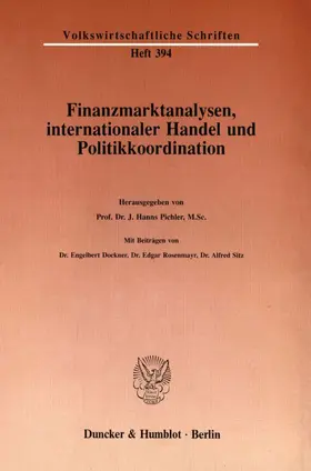 Pichler |  Finanzmarktanalysen, internationaler Handel und Politikkoordination. | eBook | Sack Fachmedien