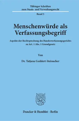 Geddert-Steinacher |  Menschenwürde als Verfassungsbegriff | eBook | Sack Fachmedien