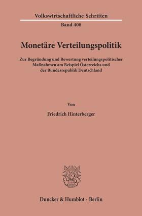 Hinterberger |  Monetäre Verteilungspolitik. | eBook | Sack Fachmedien