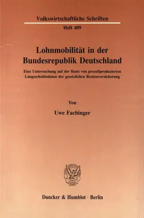 Fachinger |  Lohnmobilität in der Bundesrepublik Deutschland. | eBook | Sack Fachmedien