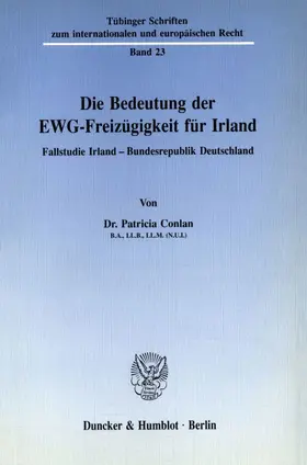 Conlan |  Die Bedeutung der EWG-Freizügigkeit für Irland. | eBook | Sack Fachmedien